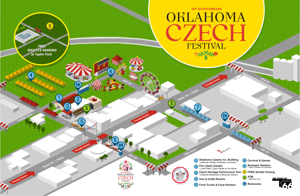 Map of Oklahoma Czech Festival event grounds.